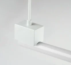 Suspension, bruno, blanc, avec ampoule tubulaire opaline, L100cm, H14cm - Zangra