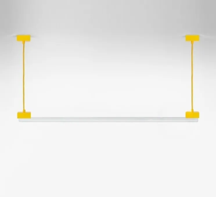 Suspension, bruno, jaune, avec ampoule tubulaire opaline, L100cm, H14cm - Zangra
