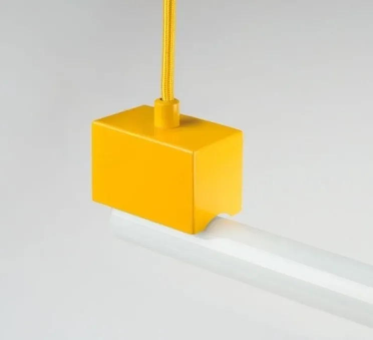 Suspension, bruno, jaune, avec ampoule tubulaire opaline, L100cm, H14cm - Zangra