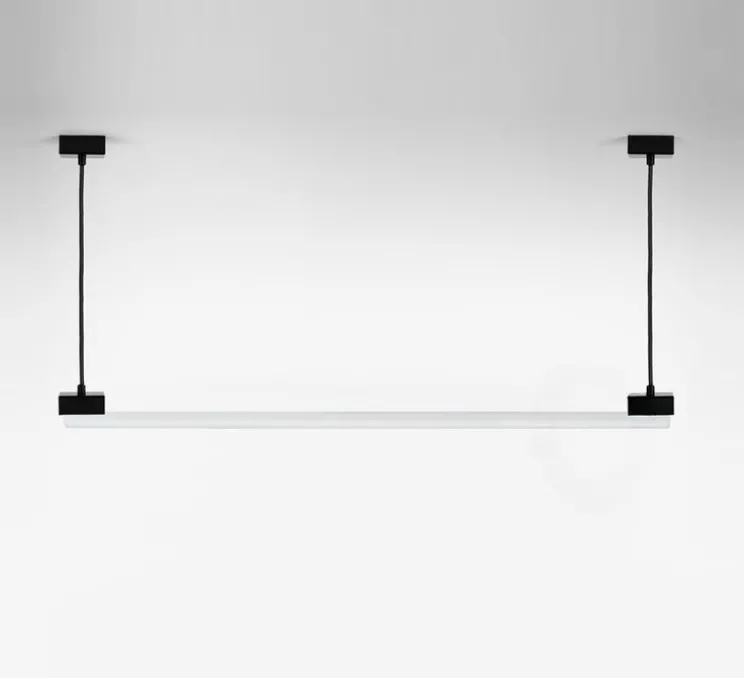 Suspension, bruno, noir, avec ampoule tubulaire opaline, L100cm, H14cm - Zangra