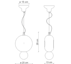 Suspension, Bumbum, bleu pétrole, L25cm, H29cm - Ferroluce