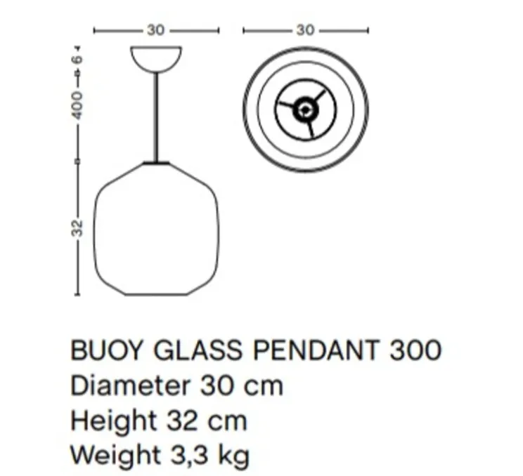 Suspension, Buoy 300, blanc, câble rouge rouille, Ø32cm, H30cm - HAY