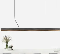 Suspension, C3 , béton foncé et noyer, LED, 2700K, 2600lm, L182cm, H8cm - Gantlights