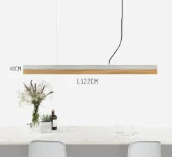 Suspension, [C1], béton gris foncé, laiton, L122cm, H8cm, 2700K, dimmable - GANTLights