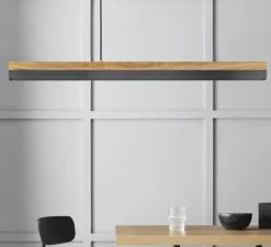 Suspension, [C2], gris foncé, chêne, LED, 2700k, 2100lm, L92cm, H7cm - GANTlights