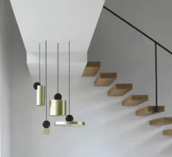 Suspension, Calée V3, laiton satiné, graphite satiné, LED, 2700K, 600lm, L16cm, H31cm - CVL
