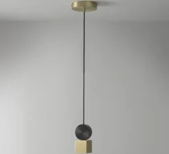 Suspension, Calée V1, laiton satiné, graphite satiné, LED, L8cm, H18cm - CVL