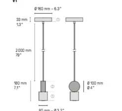 Suspension, Calée V1, laiton satiné, graphite satiné, LED, L8cm, H18cm - CVL