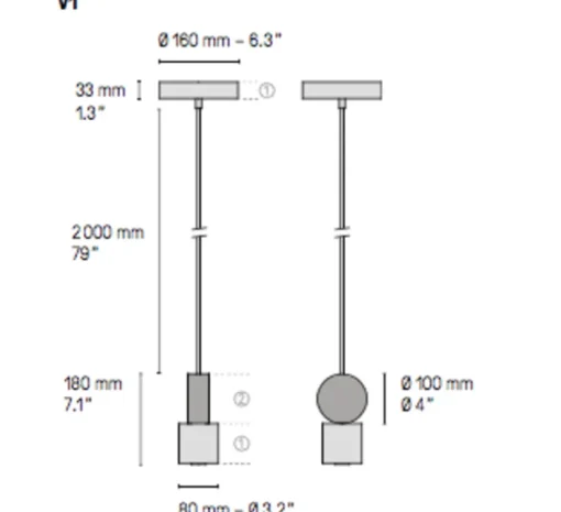 Suspension, Calée V1, laiton satiné, graphite satiné, LED, L8cm, H18cm - CVL