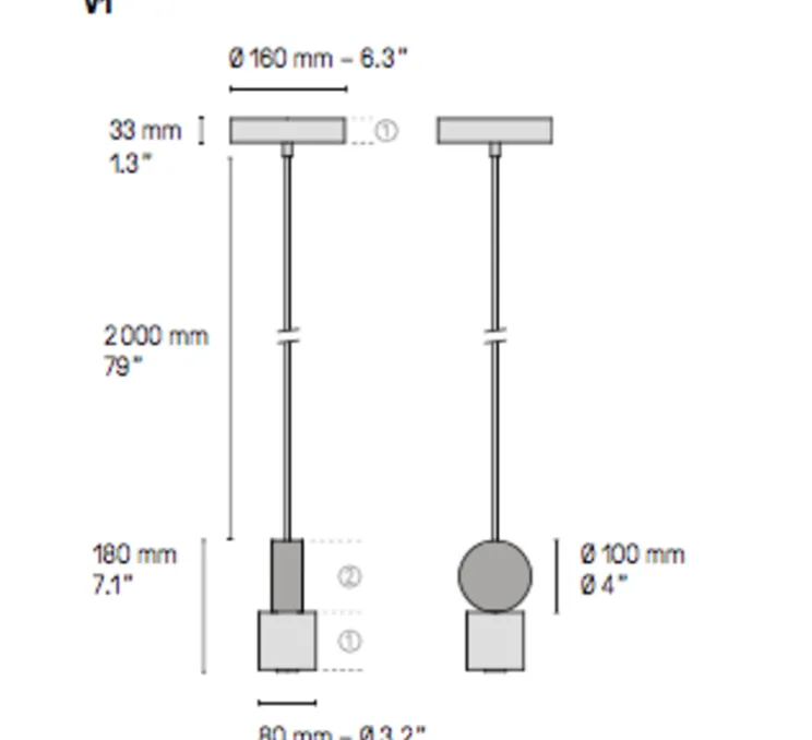Suspension, Calée V1, laiton satiné, graphite satiné, LED, L8cm, H18cm - CVL