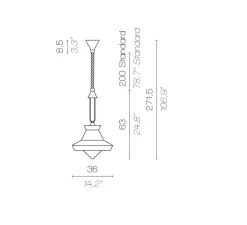 Suspension, Calypso SO GUADALOUPE, noir, rouge, L36cm, H63cm - Contardi