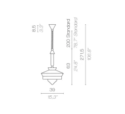 Suspension, Calypso SO Outdoor MARTINIQUE, noir, rouge, IP65,Ø39cm, H63cm - Contardi