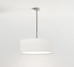 Suspension, Cambria, structure nickel mat, abat-jour blanc brillant, Ø50cm, H20cm - Astro