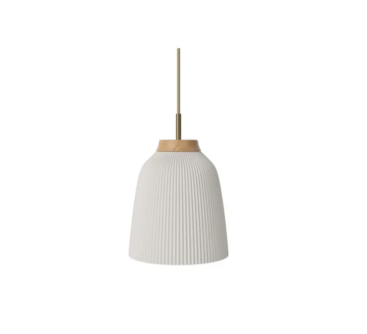 Suspension, Campa, blanc, chêne huilé, laiton antique mat, Ø27cm, H30cm - Bolia