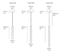 Suspension, Candy V40, nickel satiné, LED, dim, 2700K, 331 lm, Ø3,6cm, H40cm - CVL