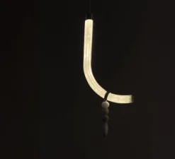 Suspension, Canne S, laiton satiné, albâtre, LED, 2700K, 980 lm, TRIAC, L34,5cm, H82cm - AME EDITIONS MANUFACTUREES