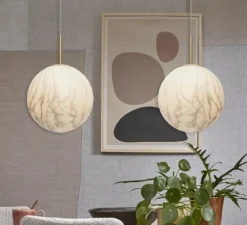 Suspension, Carrara Dia, Finition Marbre blanc, laiton, Ø28cm, H42cm - It's about Romi