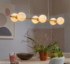 Suspension, Carrara, Finition Marbre blanc, laiton, L105cm, H20cm - It's about Romi