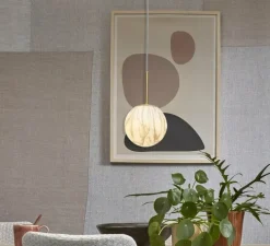 Suspension, Carrara S, Blanc marbre, or, Ø16cm, H28cm - It's about Romi