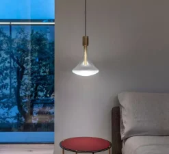 Suspension, Cathode 1, laiton brossé, LED, on/off, 2700k, 286 lm, Ø22cm, H32cm - Davide Groppi