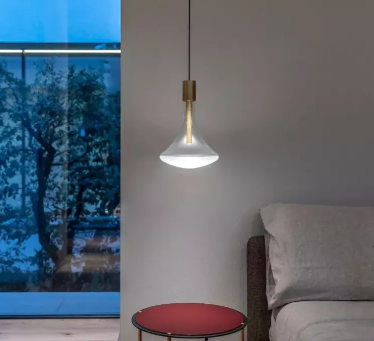 Suspension, Cathode 1, laiton brossé, LED, on/off, 2700k, 286 lm, Ø22cm, H32cm - Davide Groppi