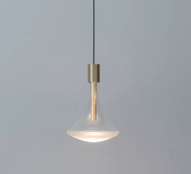 Suspension, Cathode 1, laiton brossé, LED, on/off, 2700k, 286 lm, Ø22cm, H32cm - Davide Groppi