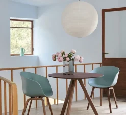 Suspension, Câble 4m, douille et rosace noir, Rice Paper, blanc, Ø50cm, H50cm - HAY