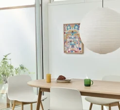 Suspension, Câble 4m, douille & rosace noir, Rice Paper, blanc, Ø60cm, H60cm - HAY