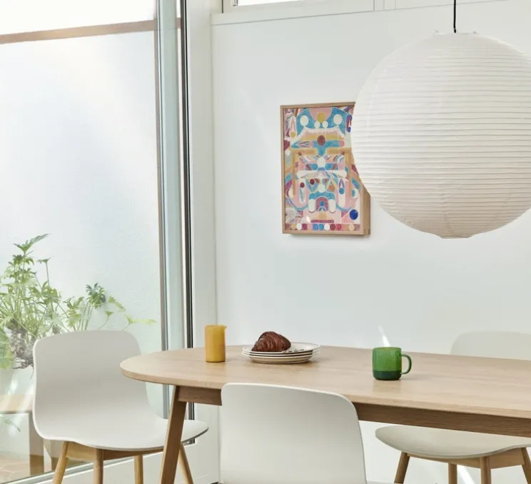 Suspension, Câble 4m, douille & rosace noir, Rice Paper, blanc, Ø60cm, H60cm - HAY