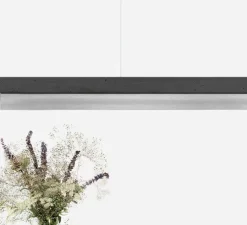 Suspension, [C3],béton gris foncé, acier inoxydable, L182cm, H8cm, 2700K, dimmable - GANTLights