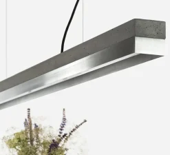 Suspension, [C3],béton gris foncé, acier inoxydable, L182cm, H8cm, 2700K, dimmable - GANTLights