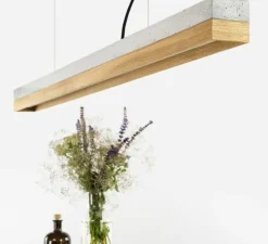 Suspension, [C1]chêne, gris, L122cm, H8cm, 2700K, 1900lm, dimmable - GANTLights