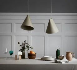 Suspension, Ceramic, Wide, vert olive, Ø23cm, H23,5cm - Moebe