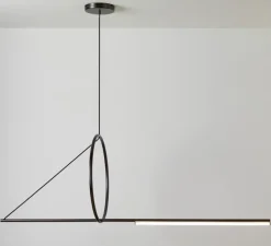 Suspension, Cercle et trait, XL, graphite satiné, LED, 2700K, 1400lm, L175cm, H160cm - CVL