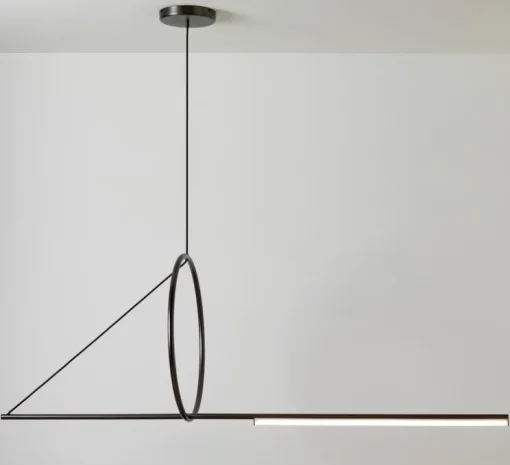 Suspension, Cercle et trait, XL, graphite satiné, LED, 2700K, 1400lm, L175cm, H160cm - CVL