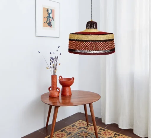 Suspension, Checkers M, Burgundy, Ø45cm, H25cm - Golden Editions