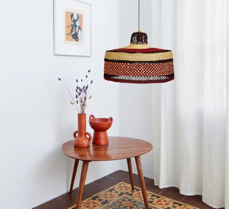 Suspension, Checkers M, Burgundy, Ø45cm, H25cm - Golden Editions