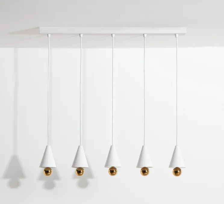 Suspension, Cherry, 5 pendants, blanc, LED, dim, 3000K, 5*1040 lm, L90cm, H5cm - Petite Friture