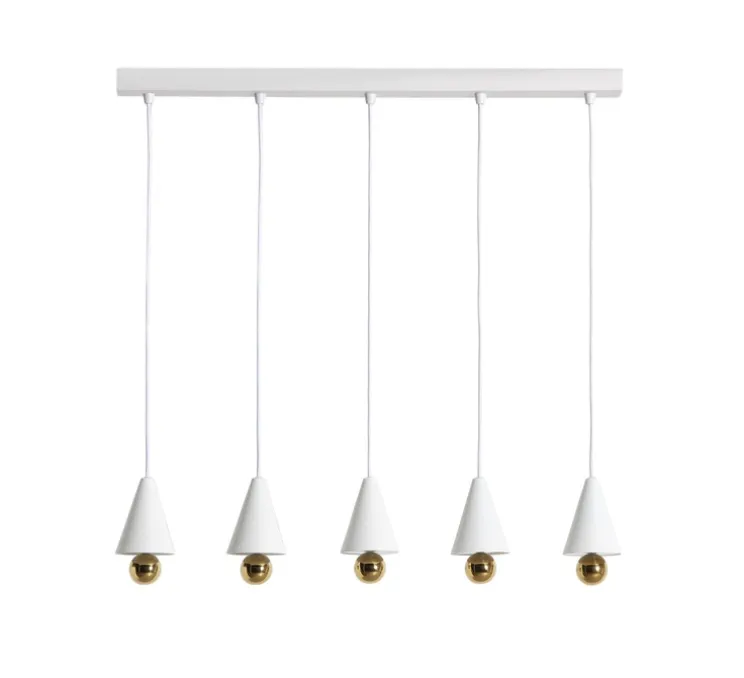 Suspension, Cherry, 5 pendants, blanc, LED, dim, 3000K, 5*1040 lm, L90cm, H5cm - Petite Friture