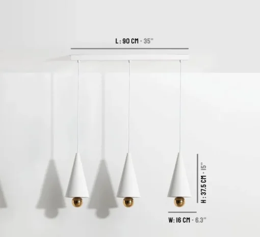 Suspension, Cherry, 3 pendants, blanc, LED, dim, 3000K, 3*1040 lm, L90cm, H5cm - Petite Friture