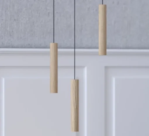 Suspension, Chimes, bois, chêne clair, LED, 3000K, 220lm, Ø3,4cm, H22cm - Umage