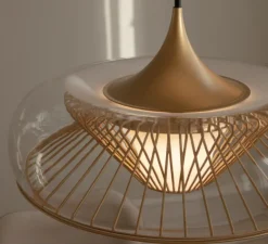 Suspension, Chordis, Laiton, transparent, Ø37,7cm, H20cm - Umage