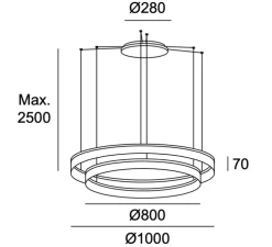 Suspension, Circ double, blanc, IP66, LED, 3000k, 5559 lm, Ø100cm, H20cm - LEDs C4