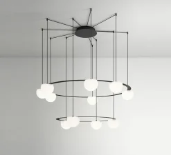 Suspension, Circ T-3815R / T-3816R, noir, LED, dim, 2700K, 725 lm, Ø120cm, H760cm - Estiluz