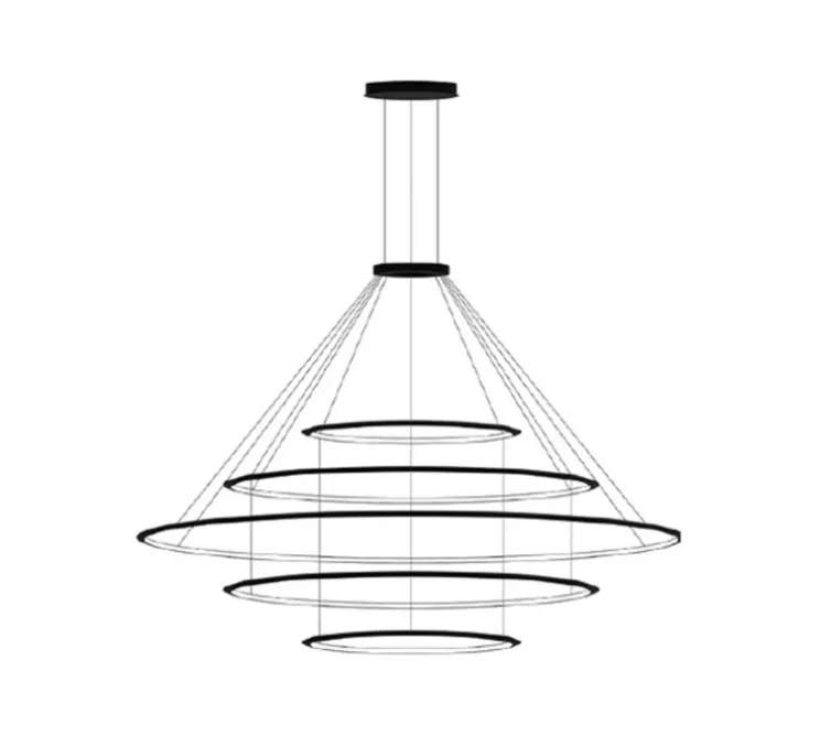 Suspension, Circular 5 inward, noir, LED, 2700k, 10411 lm, Ø200cm, H72cm - LEDs C4