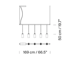 Suspension, Cirio Lineal, rectangular canopy 1-10V, porcelaine, LED, 2700K, 1110 lm, L168cm, H72cm - Santa & Cole