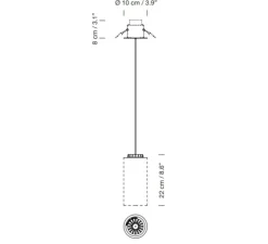 Suspension, Cirio Simple, built-in canopy, porcelaine, LED, 2700K, 416 lm, Ø10cm, H21cm - Santa & Cole