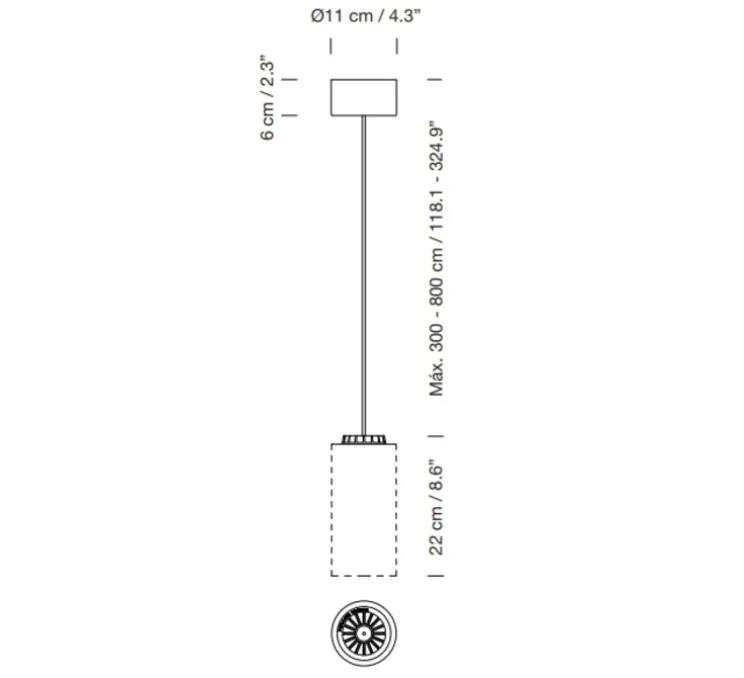 Suspension, Cirio Simple, surface canopy, porcelaine, LED, 2700K, 416 lm, Ø10cm, H21cm - Santa & Cole