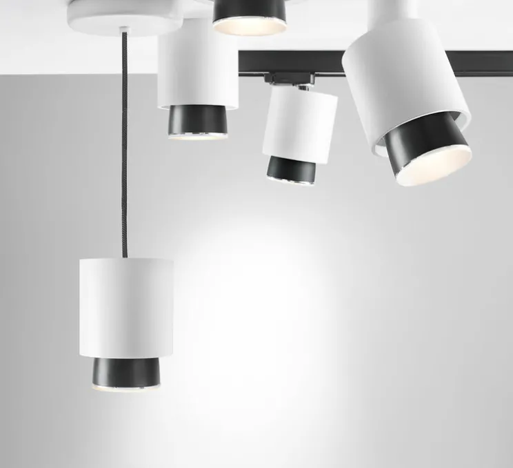 Suspension, Claque, blanc, IP40,LED, 3000K, 1700lm, Ø10cm, H13,5cm - Fabbian