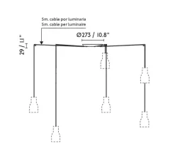 Suspension, Clara 5L, transparent, noir, Ø27cm, H25cm - Faro